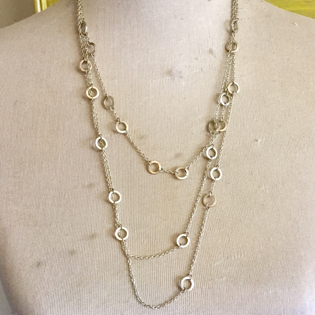 White House Black Market Silvertone Necklace 26 In
